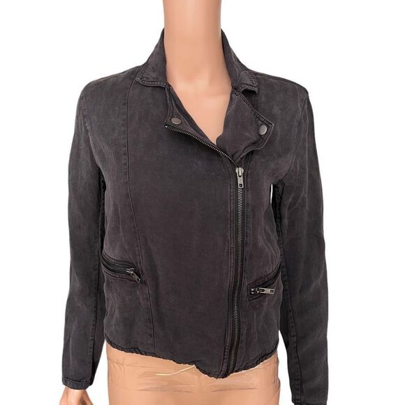 Rails Moto Jacket charcoal grey linen blend size XS - Picture 4 of 10